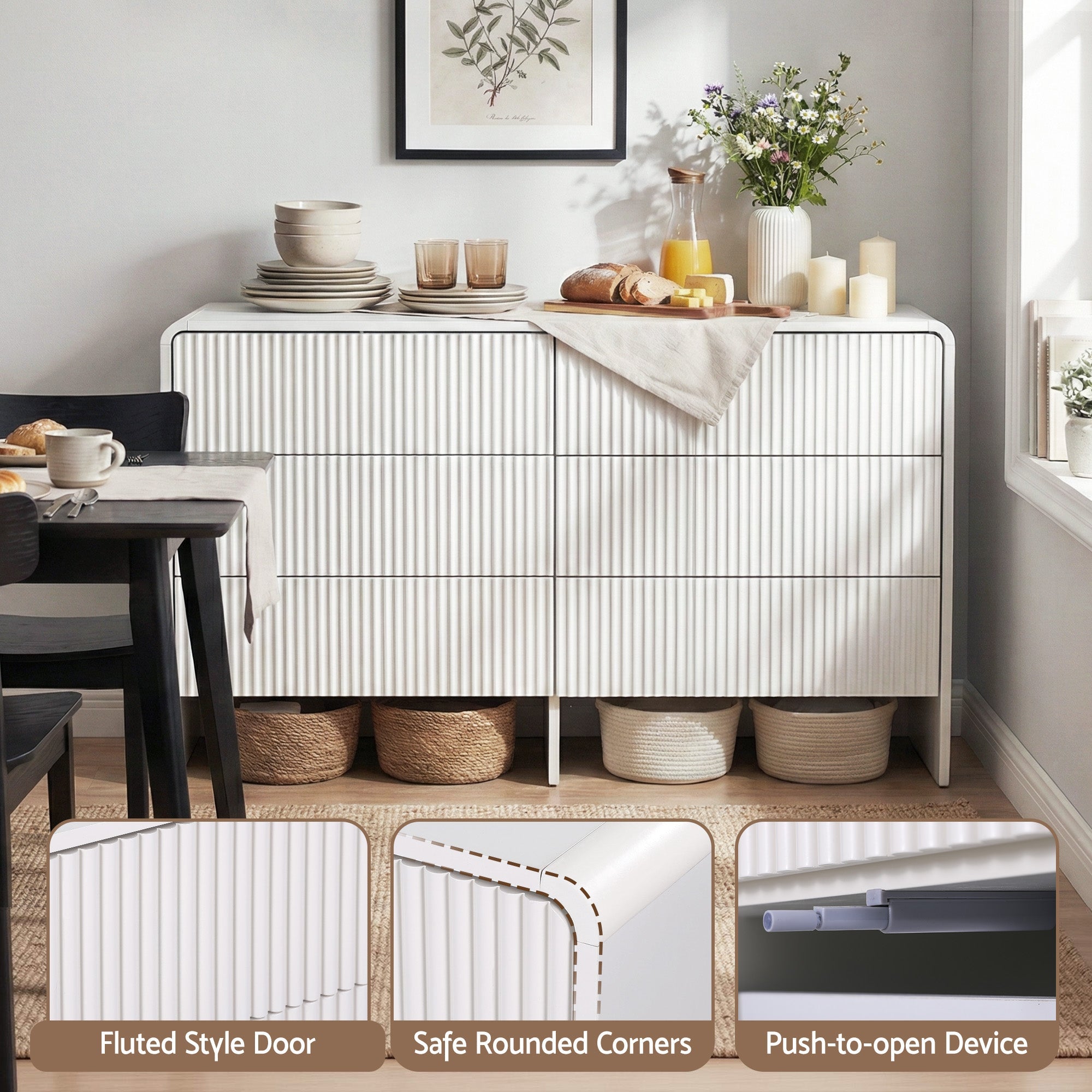 6 Chest of Drawers Dresser Cabinet White - Furniture > Bedroom > Dressers - Rivercity House & Home Co. (ABN 18 642 972 209) - Affordable Modern Furniture Australia