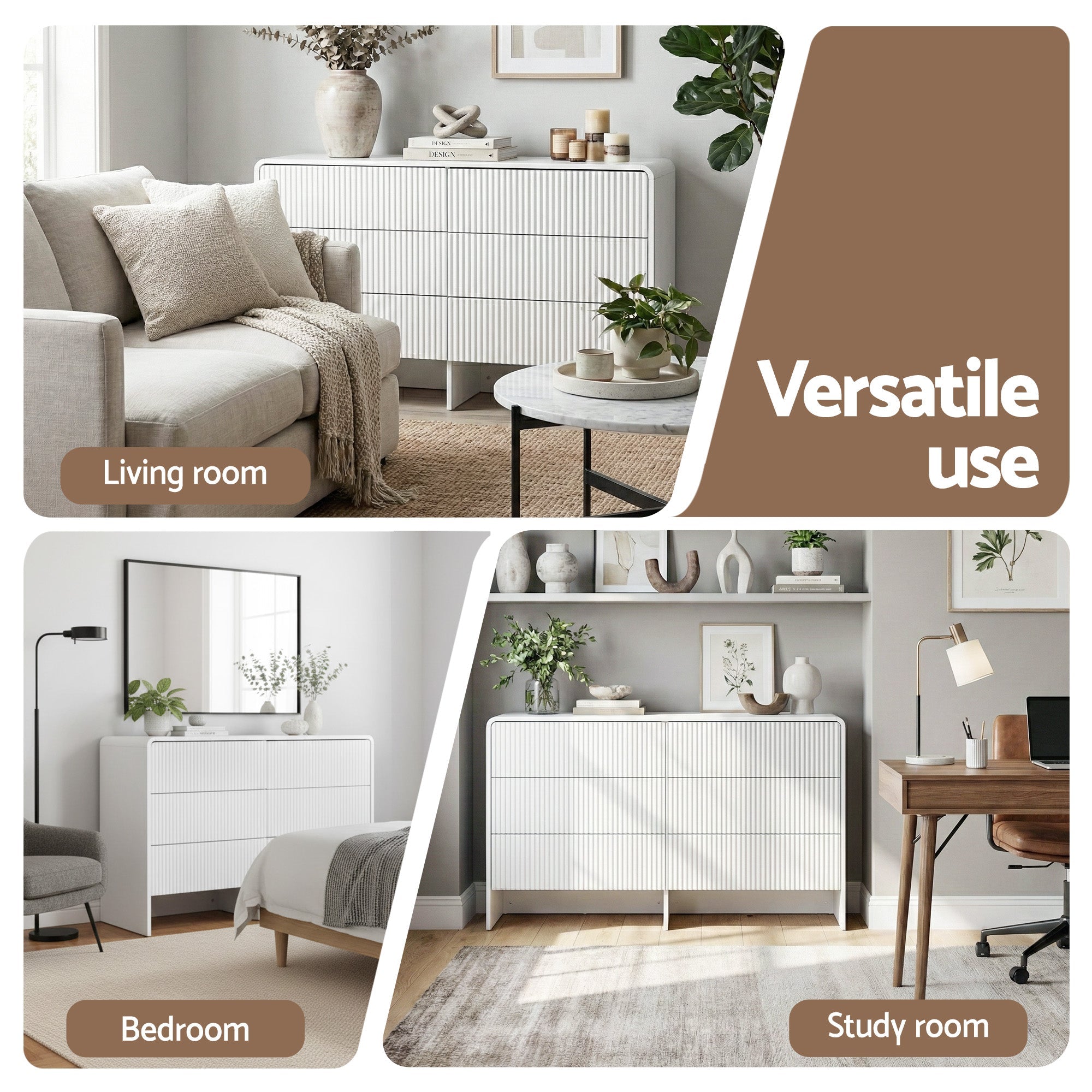 6 Chest of Drawers Dresser Cabinet White - Furniture > Bedroom > Dressers - Rivercity House & Home Co. (ABN 18 642 972 209) - Affordable Modern Furniture Australia