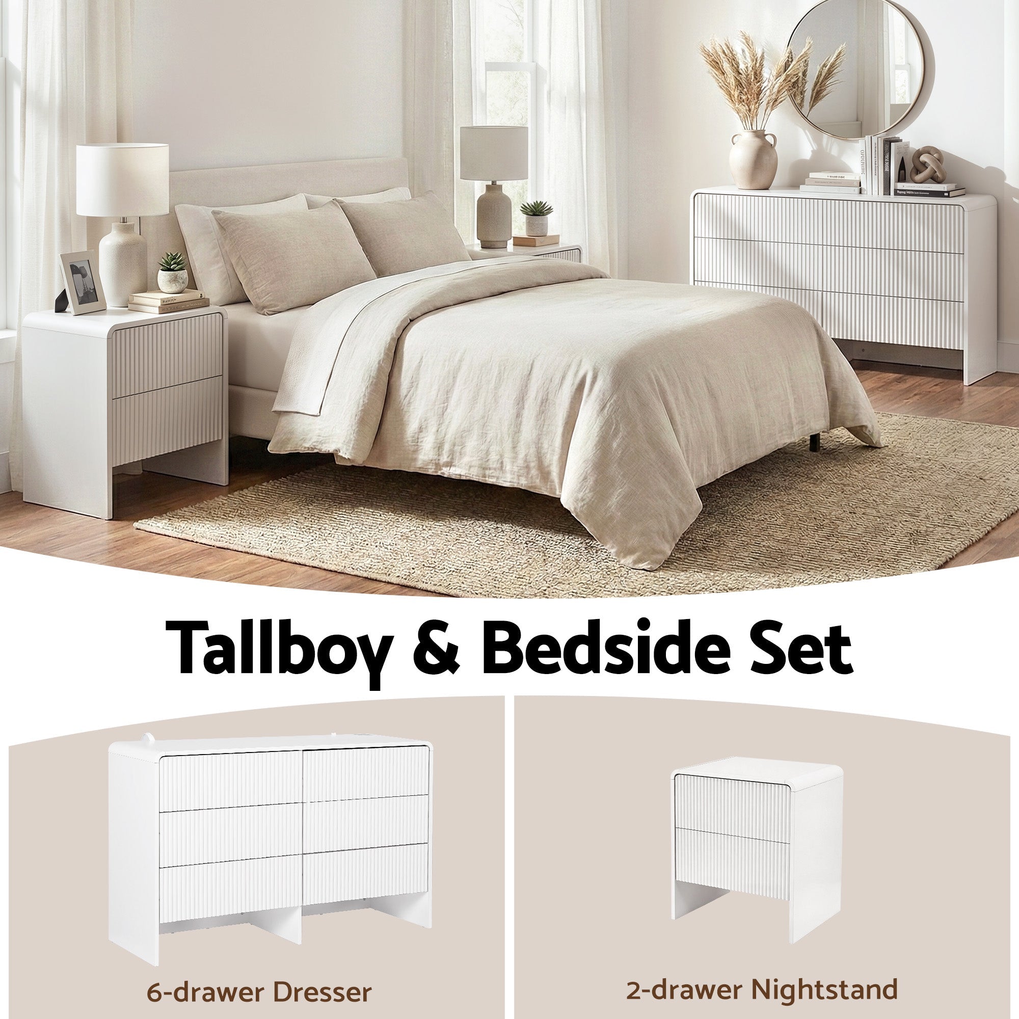 6 Chest of Drawers Dresser Cabinet White - Furniture > Bedroom > Dressers - Rivercity House & Home Co. (ABN 18 642 972 209) - Affordable Modern Furniture Australia