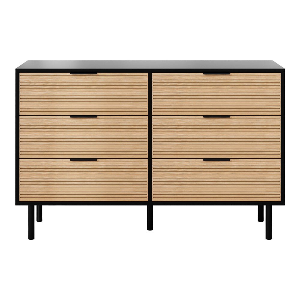6 Chest of Drawers Dresser Table Black&Pine - Furniture > Bedroom > Dressers - Rivercity House & Home Co. (ABN 18 642 972 209) - Affordable Modern Furniture Australia