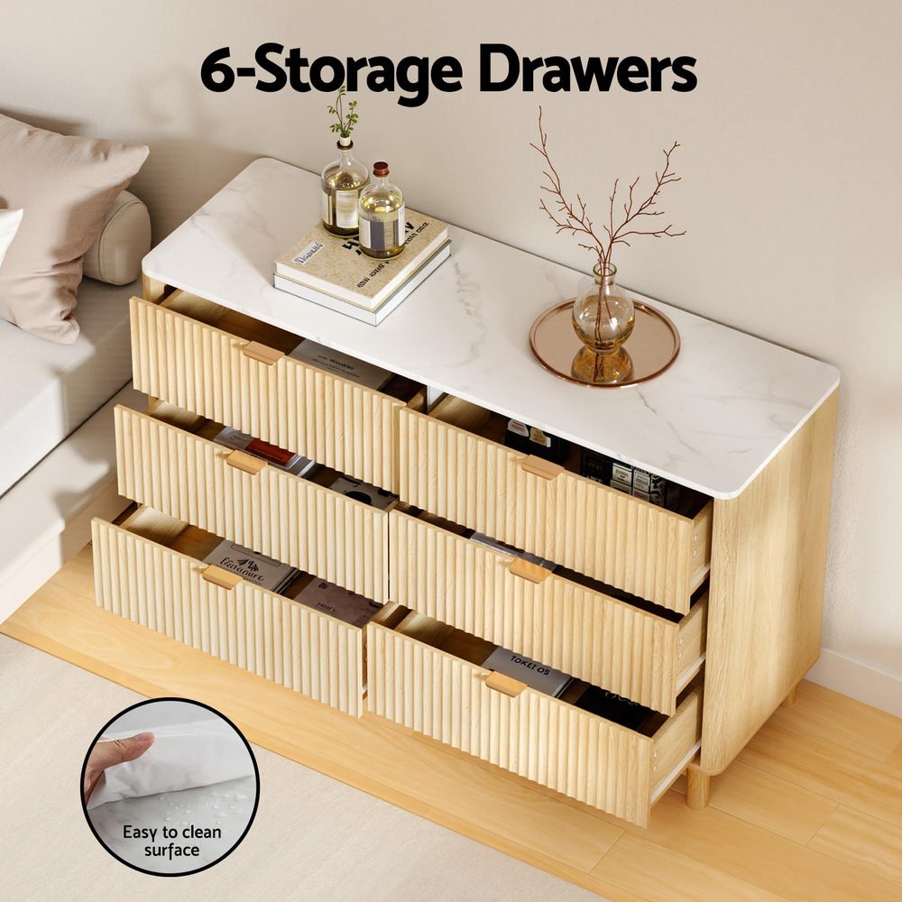 6 Chest of Drawers Dresser Table Pine - Furniture > Bathroom > Bathroom Cabinets, Cupboards & Storage - Rivercity House & Home Co. (ABN 18 642 972 209) - Affordable Modern Furniture Australia