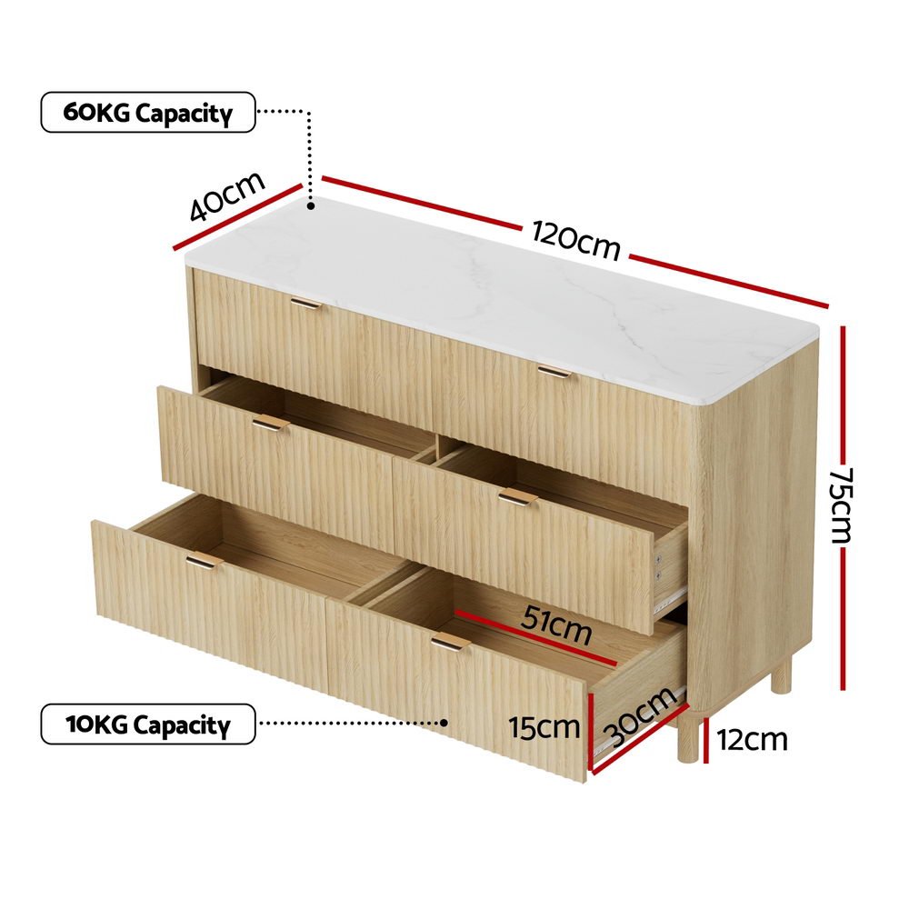 6 Chest of Drawers Dresser Table Pine - Furniture > Bathroom > Bathroom Cabinets, Cupboards & Storage - Rivercity House & Home Co. (ABN 18 642 972 209) - Affordable Modern Furniture Australia