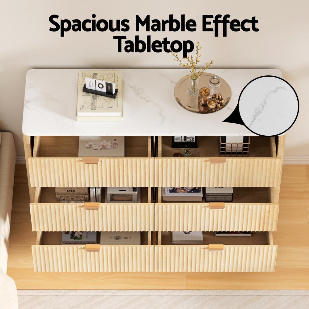 6 Chest of Drawers Dresser Table Pine - Furniture > Bathroom > Bathroom Cabinets, Cupboards & Storage - Rivercity House & Home Co. (ABN 18 642 972 209) - Affordable Modern Furniture Australia