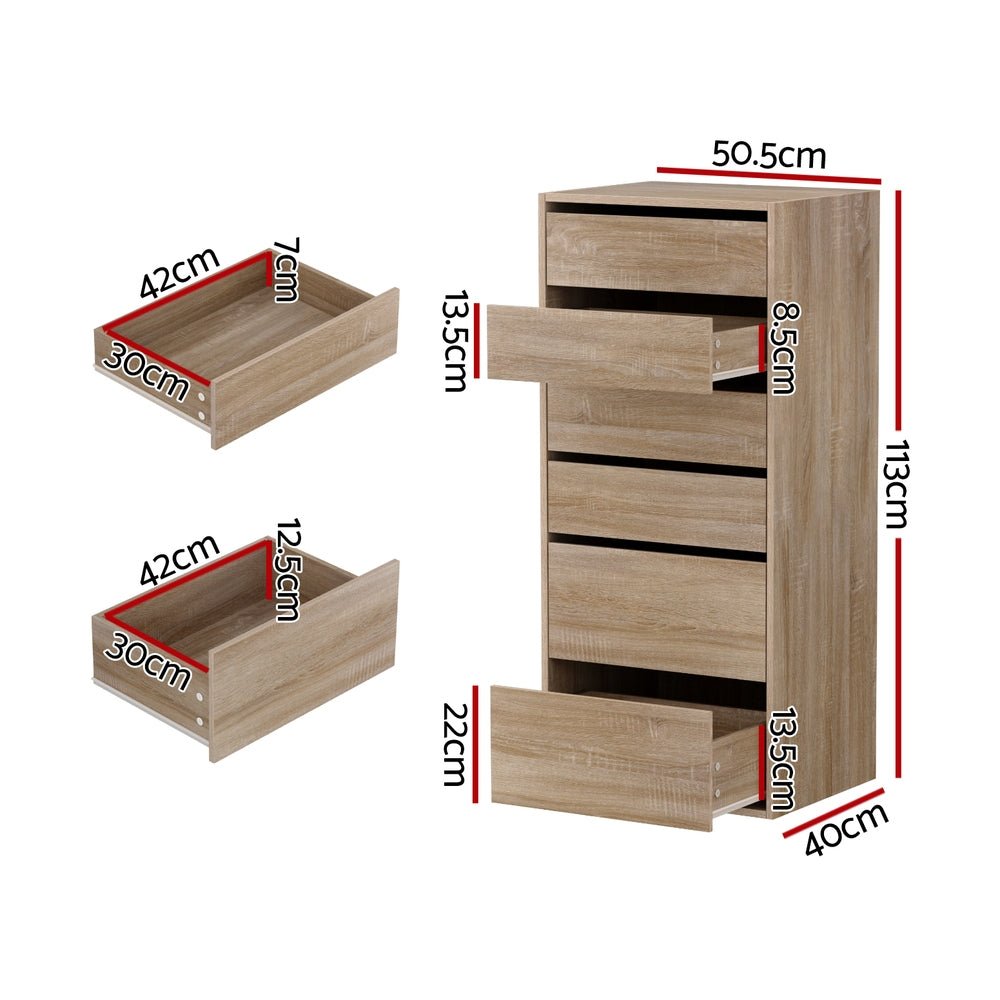 6 Chest of Drawers Dresser Tallboy Pine - Furniture > Bedroom > Dressers - Rivercity House & Home Co. (ABN 18 642 972 209) - Affordable Modern Furniture Australia