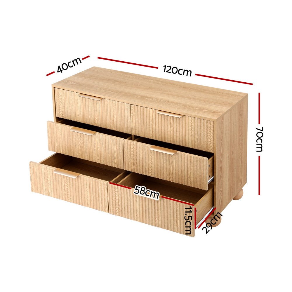 6 Chest of Drawers Dresser Tallboy Pine - Furniture > Bedroom > Dressers - Rivercity House & Home Co. (ABN 18 642 972 209) - Affordable Modern Furniture Australia