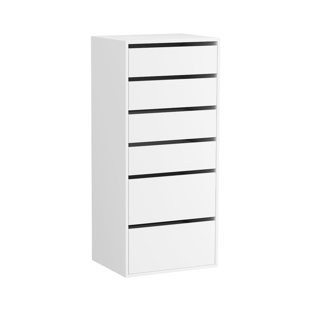 6 Chest of Drawers Dresser Tallboy White - Furniture > Bedroom > Dressers - Rivercity House & Home Co. (ABN 18 642 972 209) - Affordable Modern Furniture Australia