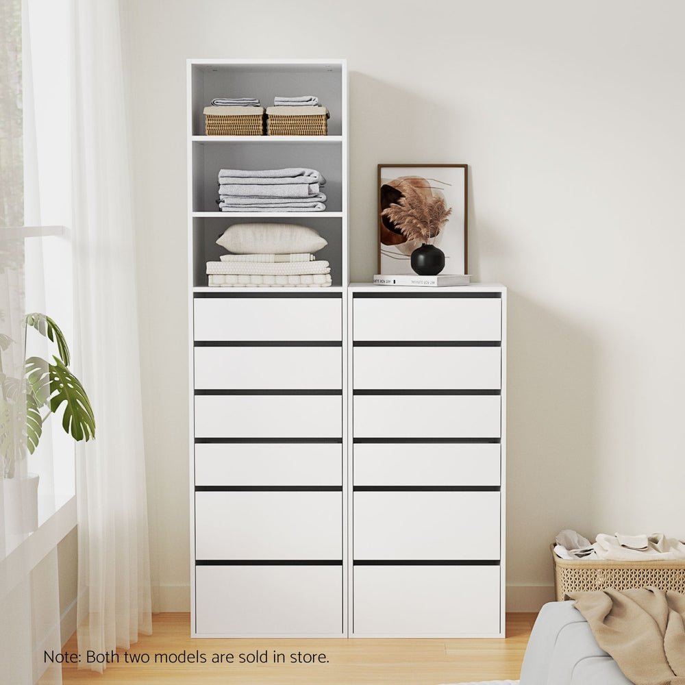 6 Chest of Drawers Dresser Tallboy White - Furniture > Bedroom > Dressers - Rivercity House & Home Co. (ABN 18 642 972 209) - Affordable Modern Furniture Australia
