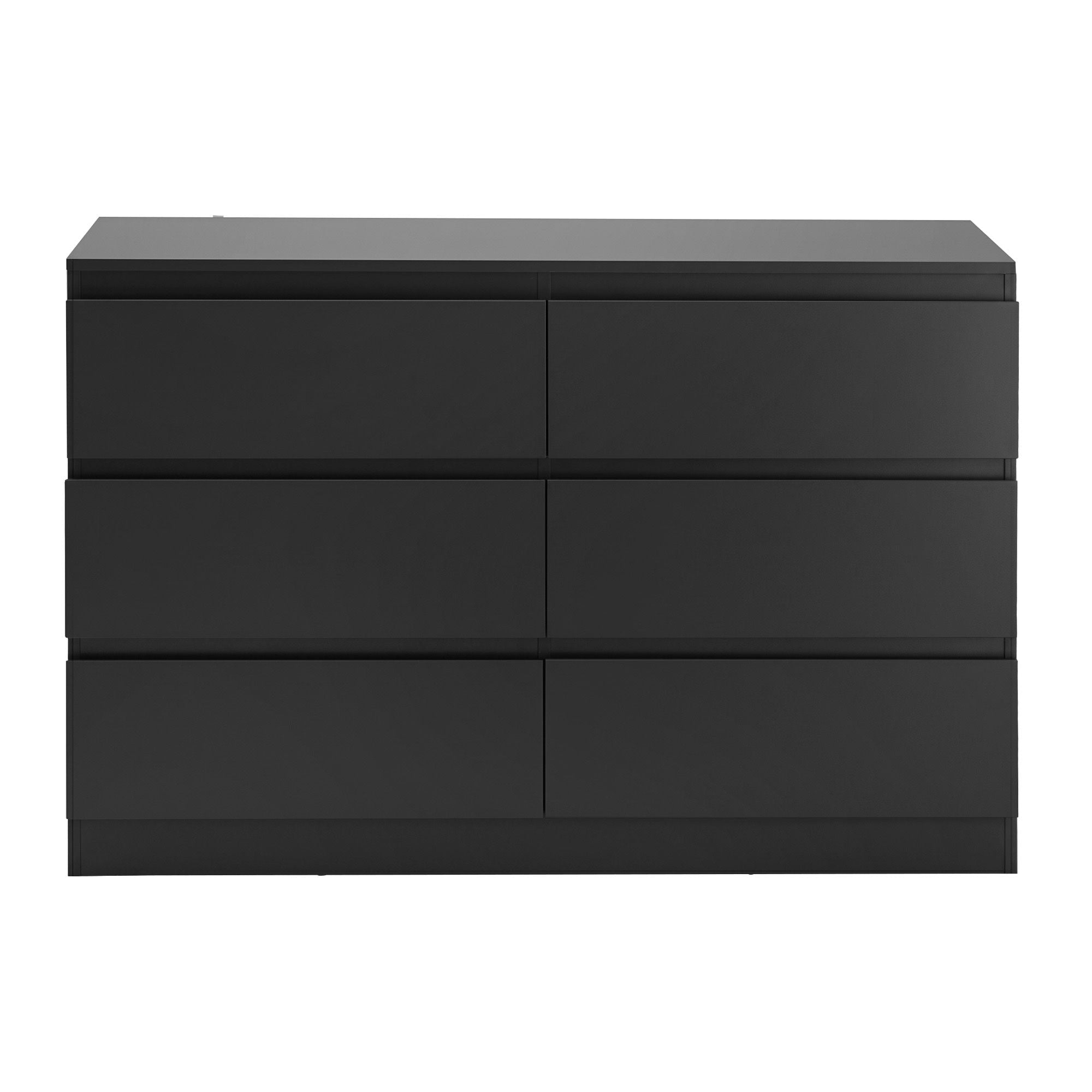 6 Chest of Drawers Lowboy Black - Furniture > Bedroom > Dressers - Rivercity House & Home Co. (ABN 18 642 972 209) - Affordable Modern Furniture Australia