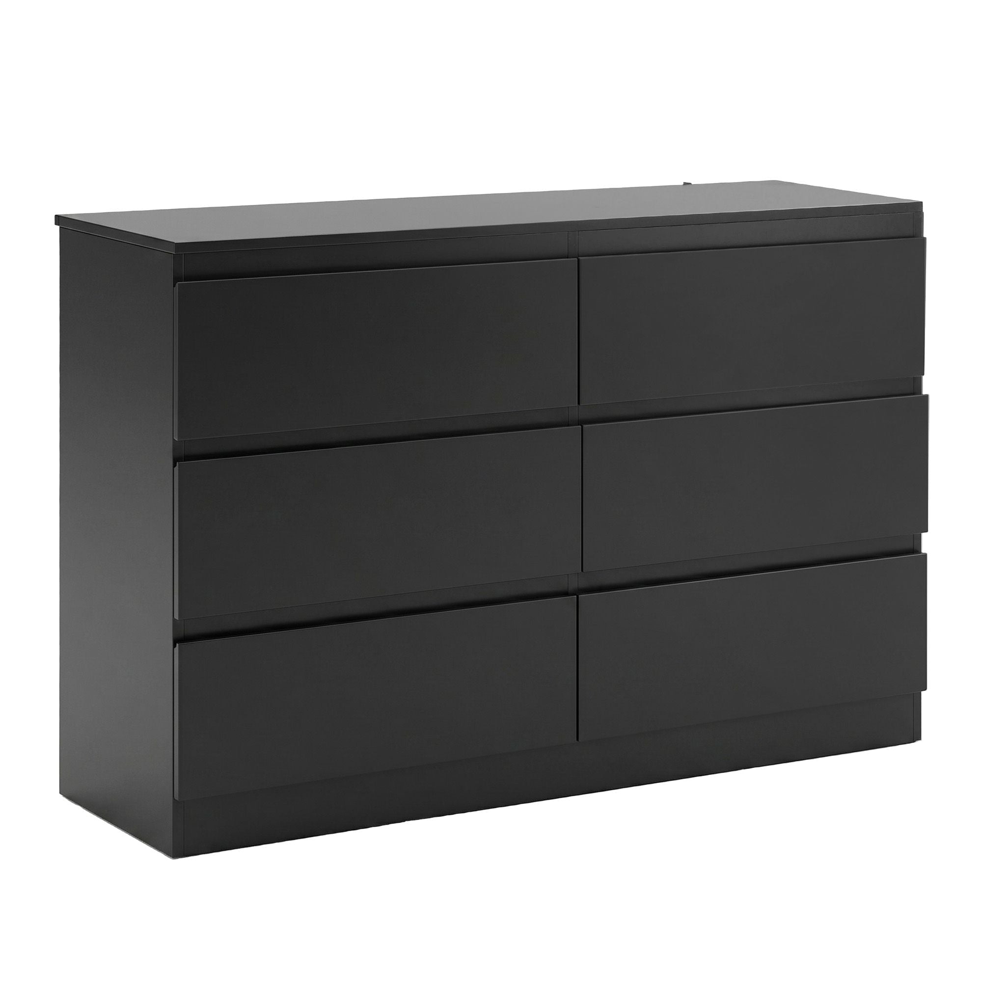 6 Chest of Drawers Lowboy Black - Furniture > Bedroom > Dressers - Rivercity House & Home Co. (ABN 18 642 972 209) - Affordable Modern Furniture Australia