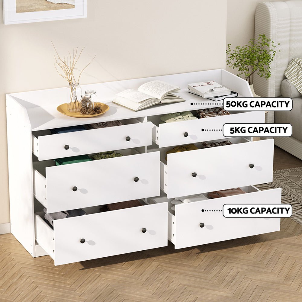 6 Chest of Drawers - PETE White - Furniture > Bedroom - Rivercity House & Home Co. (ABN 18 642 972 209) - Affordable Modern Furniture Australia