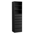 6-Drawer Tallboy Chest of Drawers with Handle-Free Design - Black