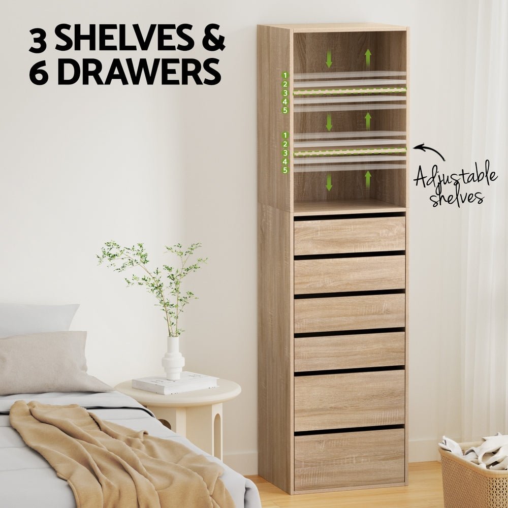6 Chest of Drawers Tallboy Cabinet Pine - Furniture > Bedroom > Dressers - Rivercity House & Home Co. (ABN 18 642 972 209) - Affordable Modern Furniture Australia