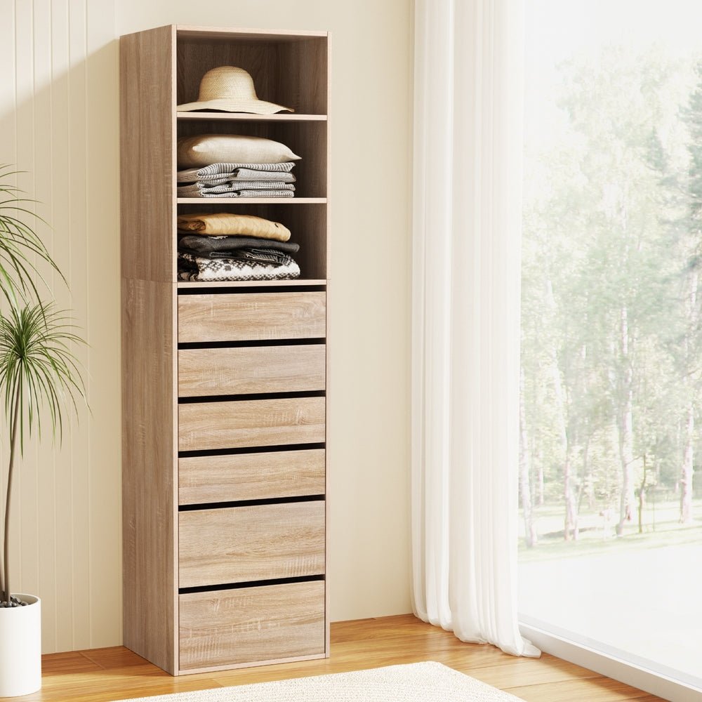 6 Chest of Drawers Tallboy Cabinet Pine - Furniture > Bedroom > Dressers - Rivercity House & Home Co. (ABN 18 642 972 209) - Affordable Modern Furniture Australia