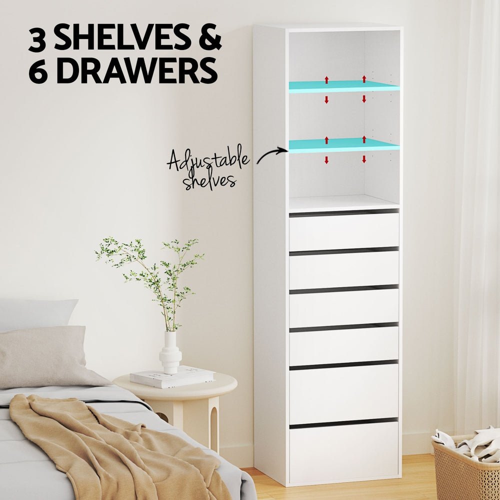 6 Chest of Drawers Tallboy Cabinet White - Furniture > Bedroom > Dressers - Rivercity House & Home Co. (ABN 18 642 972 209) - Affordable Modern Furniture Australia