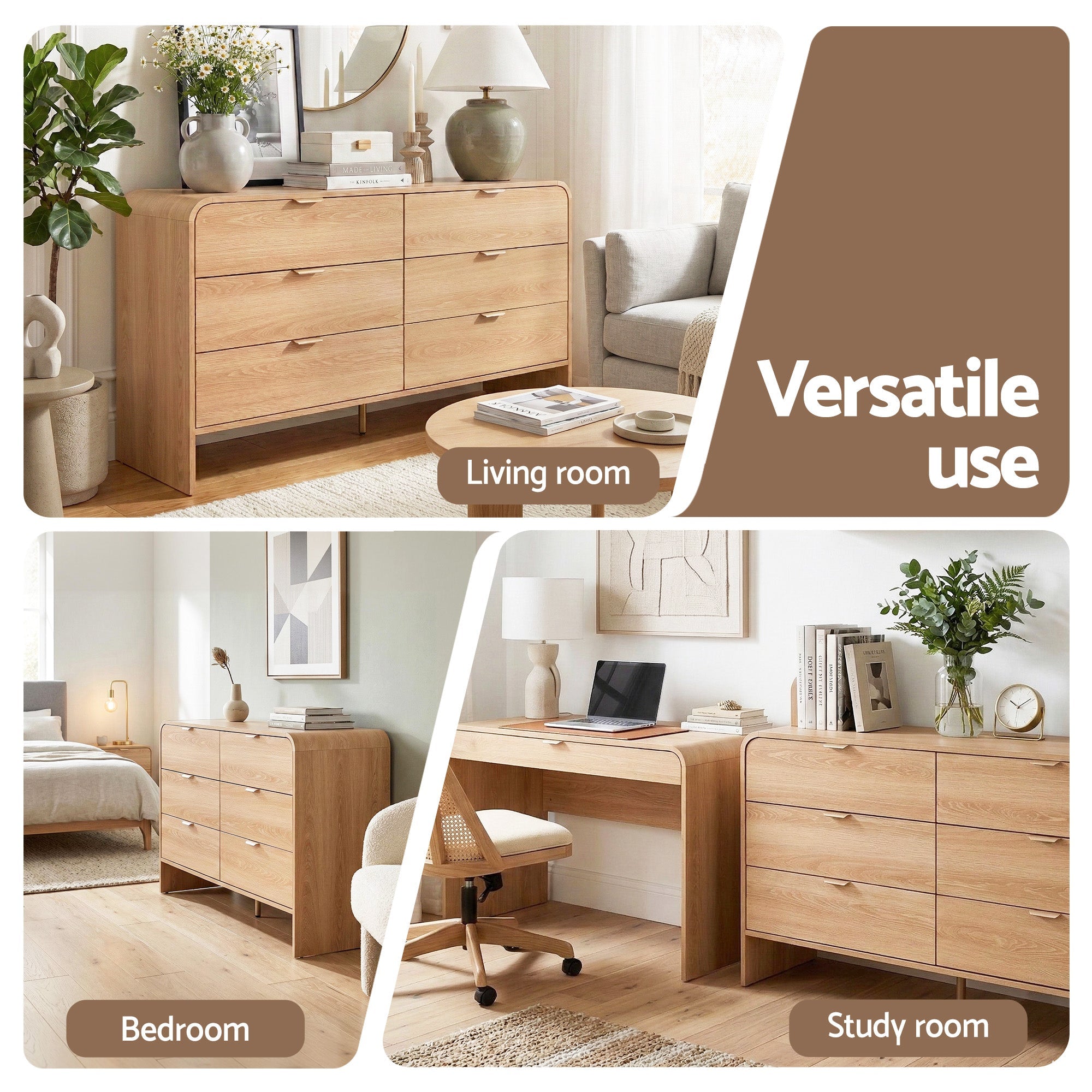 6 - Drawer Chest of Drawers Dresser Cabinet - Pine - Furniture > Bedroom > Dressers - Rivercity House & Home Co. (ABN 18 642 972 209) - Affordable Modern Furniture Australia