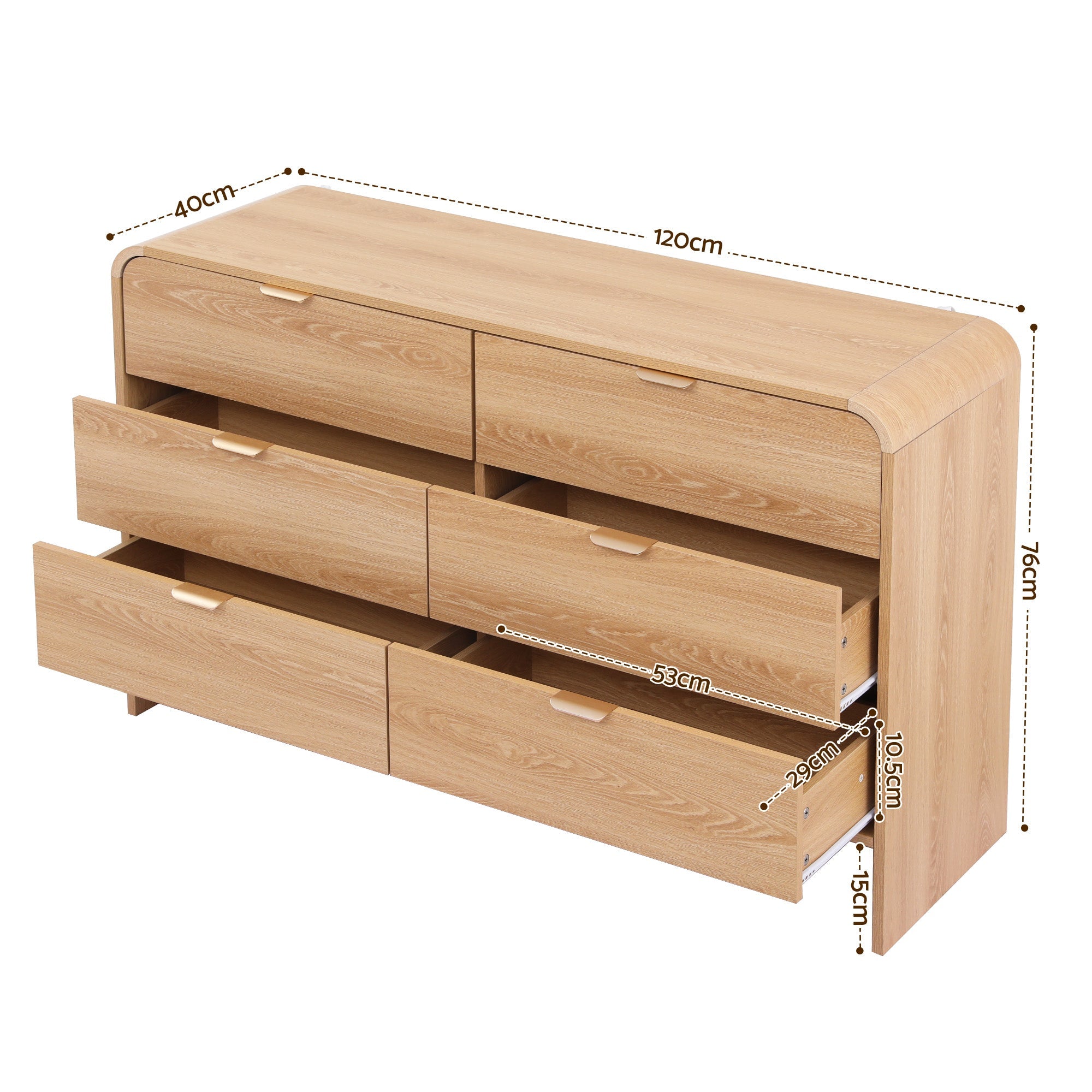 6 - Drawer Chest of Drawers Dresser Cabinet - Pine - Furniture > Bedroom > Dressers - Rivercity House & Home Co. (ABN 18 642 972 209) - Affordable Modern Furniture Australia