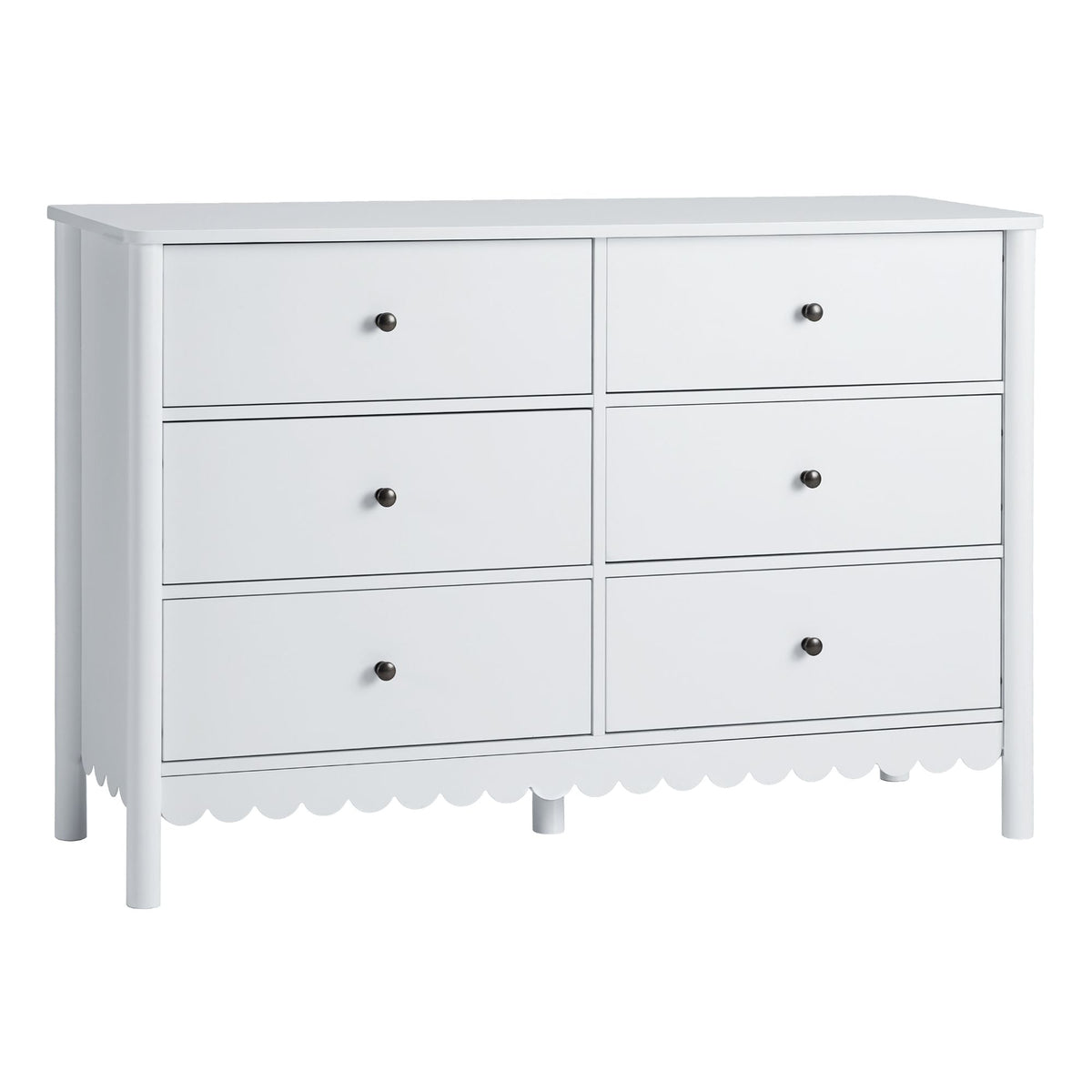 6 Drawer Chest of Drawers Dresser with Curved Edges and Scalloped Base - White - Furniture > Bedroom > Dressers - Rivercity House & Home Co. (ABN 18 642 972 209) - Affordable Modern Furniture Australia