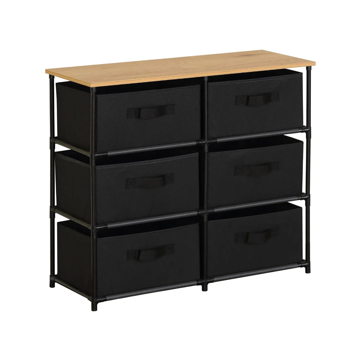 6 Drawer Fabric Storage Dresser with Steel Frame Rustic - Black - Furniture > Sofas > Sofa Accessories - Rivercity House & Home Co. (ABN 18 642 972 209) - Affordable Modern Furniture Australia