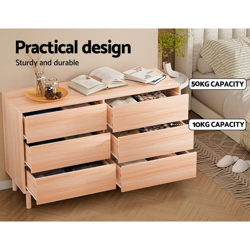 6 Drawer Lowboy Storage Dresser Pine - Furniture > Bedroom - Rivercity House & Home Co. (ABN 18 642 972 209) - Affordable Modern Furniture Australia