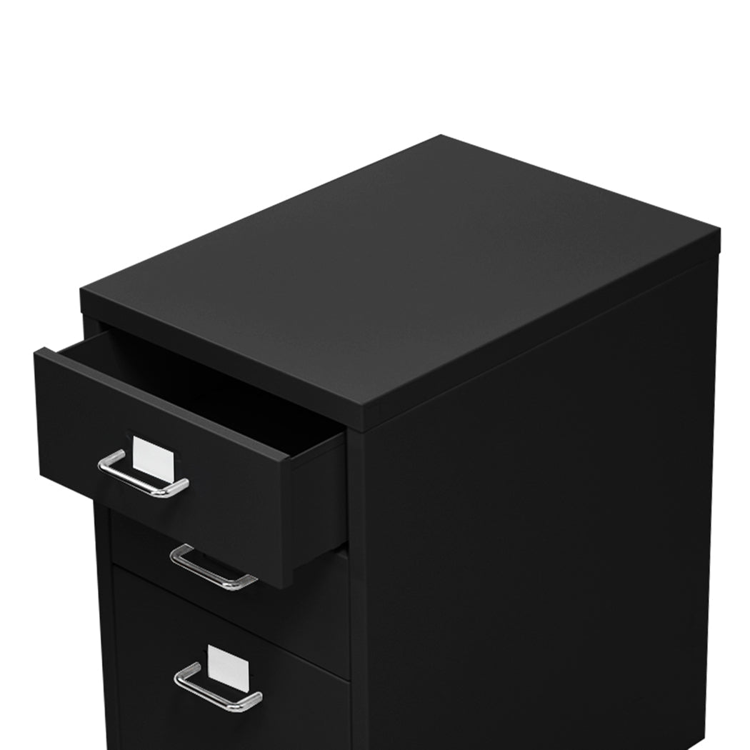 6 - Drawer Steel Office Filing Cabinet with Wheels and Label Holders - Black - Rivercity House & Home Co. (ABN 18 642 972 209) - Affordable Modern Furniture Australia