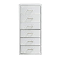 6 Drawer Steel Office Filing Cabinet with Wheels and Label Holders - White