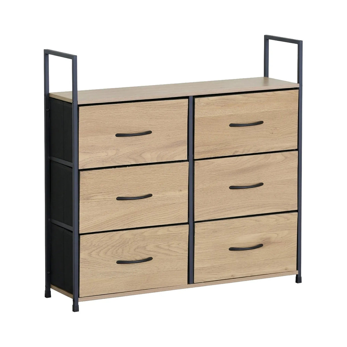 6 Drawer Tallboy Storage Cabinet Steel Frame Rustic Large Chest Drawers - Brown - Home & Garden > Storage > Storage Cabinets & Lockers - Rivercity House & Home Co. (ABN 18 642 972 209) - Affordable Modern Furniture Australia
