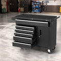 6 Drawer Tool Chest Cabinet with Wheels and Lock - Black
