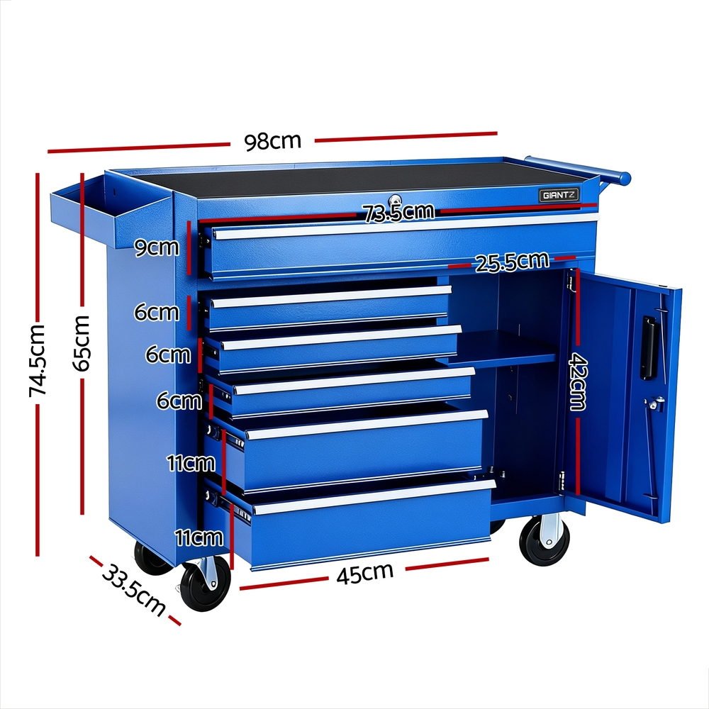6 Drawer Tool Chest Trolley Cabinet Cart Toolbox Storage Organiser Wheels - Tools > Tools Storage > Tool Boxes - Rivercity House & Home Co. (ABN 18 642 972 209) - Affordable Modern Furniture Australia