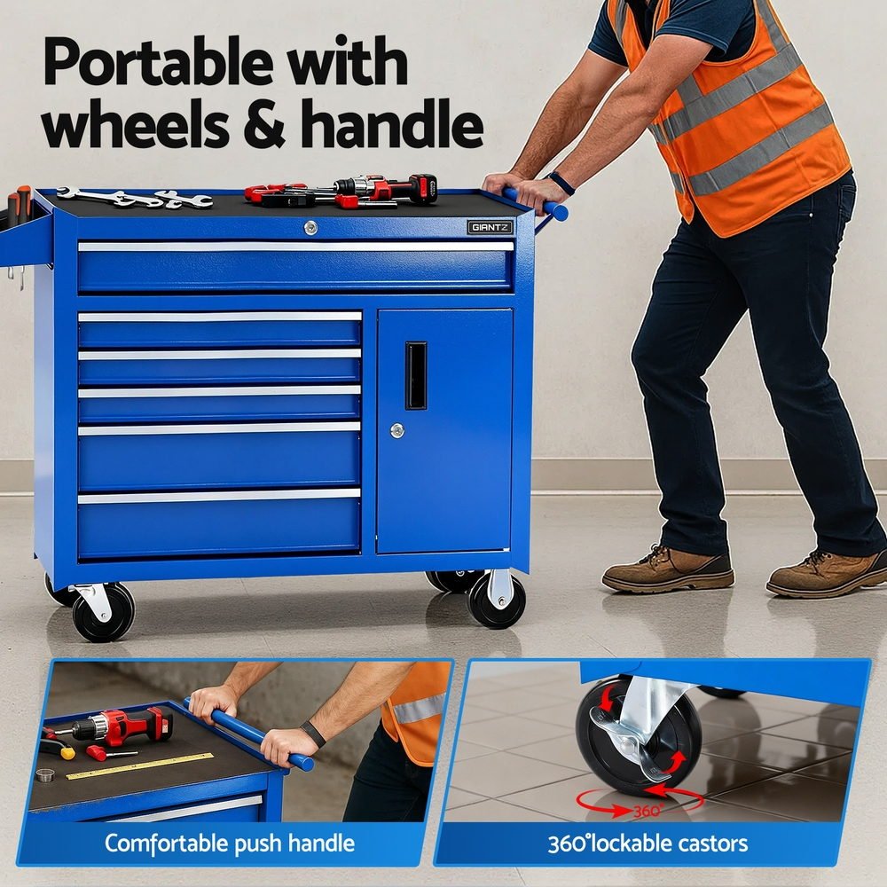 6 Drawer Tool Chest Trolley Cabinet Cart Toolbox Storage Organiser Wheels - Tools > Tools Storage > Tool Boxes - Rivercity House & Home Co. (ABN 18 642 972 209) - Affordable Modern Furniture Australia