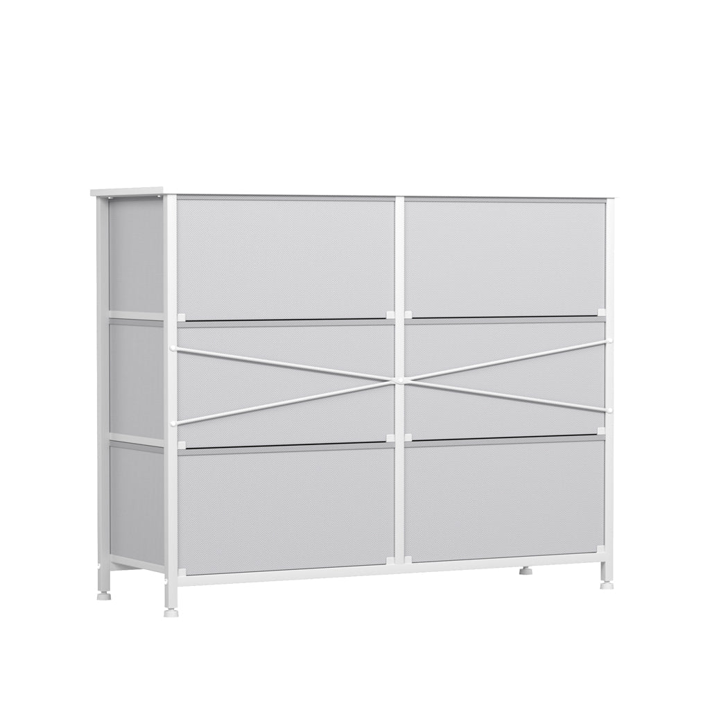 6 - Drawer Wide Chest of Drawers Storage Cabinet - White - Rivercity House & Home Co. (ABN 18 642 972 209) - Affordable Modern Furniture Australia