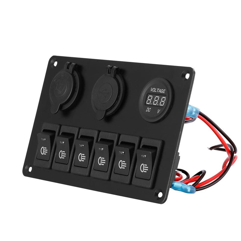 6 Gang 12V Switch Panel For Car Boat Marine USB ON - OFF LED Rocker Toggle - Outdoor > Boating - Rivercity House & Home Co. (ABN 18 642 972 209) - Affordable Modern Furniture Australia