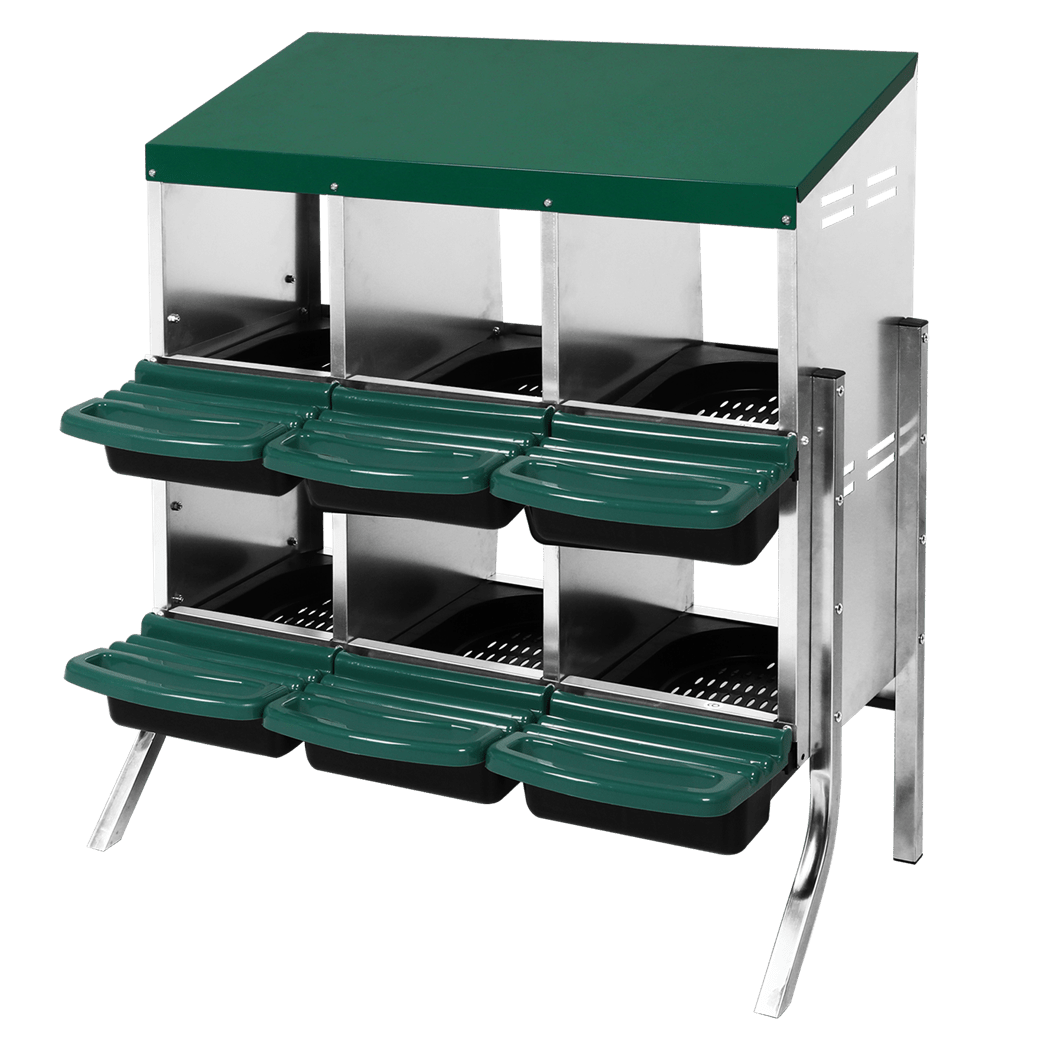 6 - Hole Chicken Egg Nesting Box with Galvanized Steel Hutch - Green - Rivercity House & Home Co. (ABN 18 642 972 209) - Affordable Modern Furniture Australia