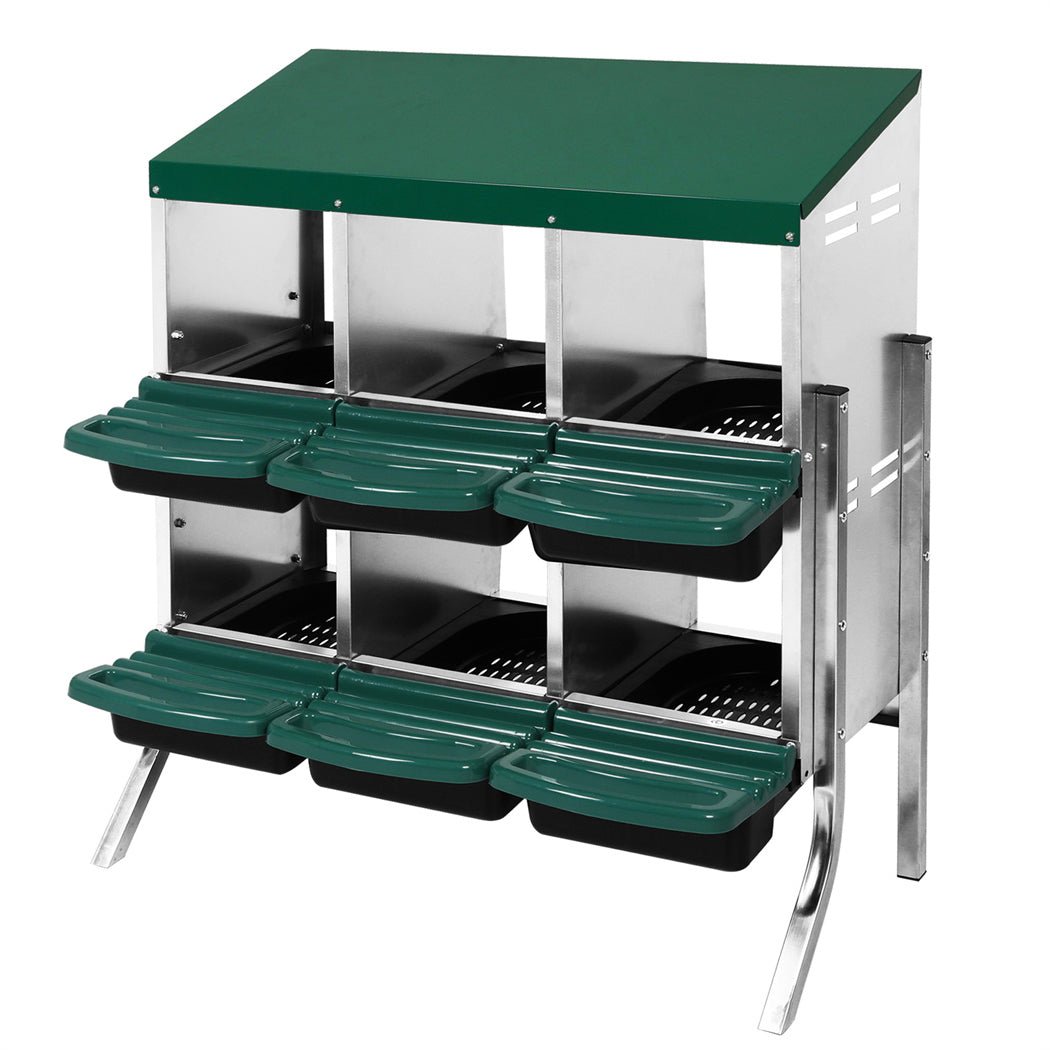 6 - Hole Chicken Egg Nesting Box with Galvanized Steel Hutch - Green - Rivercity House & Home Co. (ABN 18 642 972 209) - Affordable Modern Furniture Australia