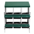 6-Hole Chicken Egg Nesting Box with Galvanized Steel Hutch - Green