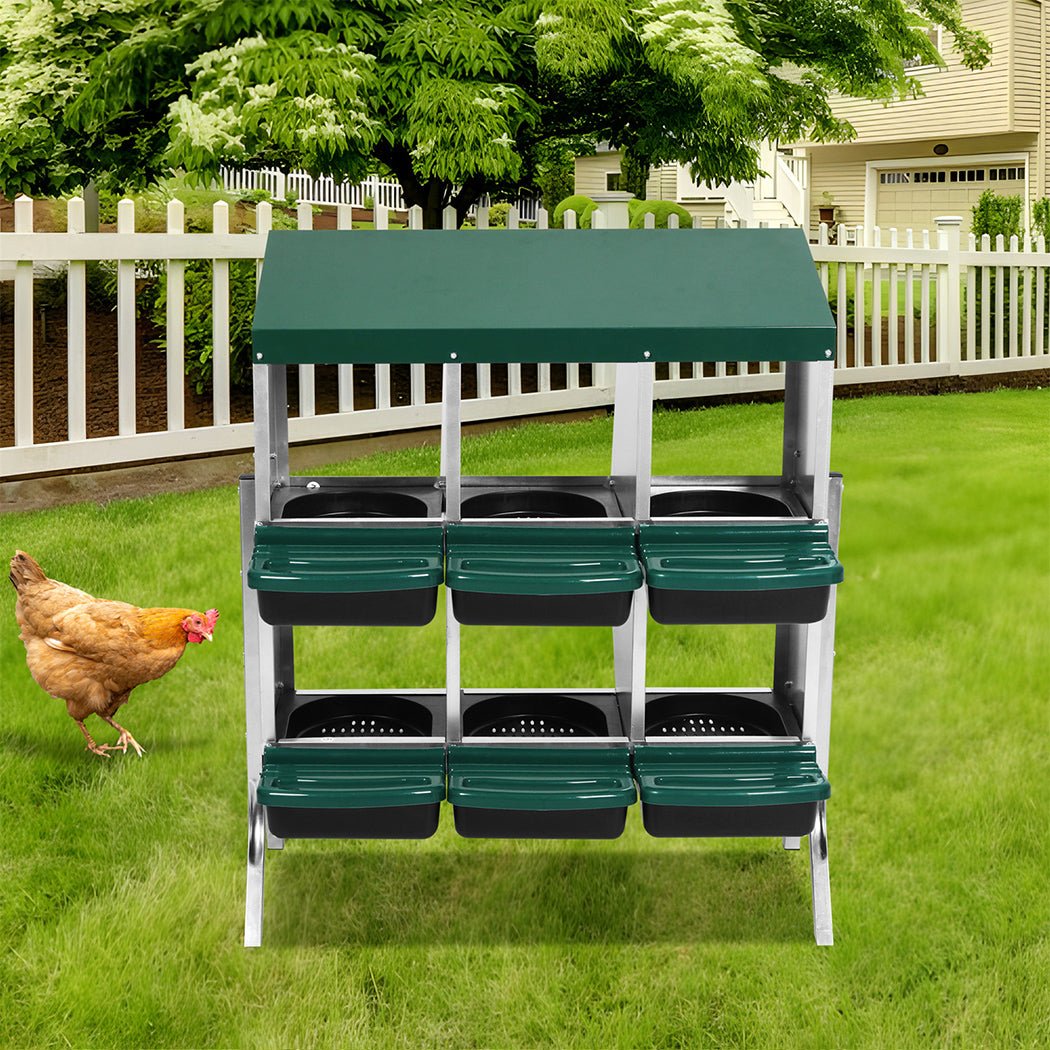 6 - Hole Chicken Egg Nesting Box with Galvanized Steel Hutch - Green - Rivercity House & Home Co. (ABN 18 642 972 209) - Affordable Modern Furniture Australia