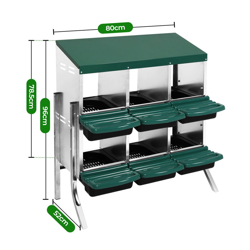 6 - Hole Chicken Egg Nesting Box with Galvanized Steel Hutch - Green - Rivercity House & Home Co. (ABN 18 642 972 209) - Affordable Modern Furniture Australia