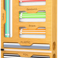 6-in-1 Bamboo Kitchen Drawer Organiser with Ziplock Storage, Wrap Dispenser & Cutter - Natural