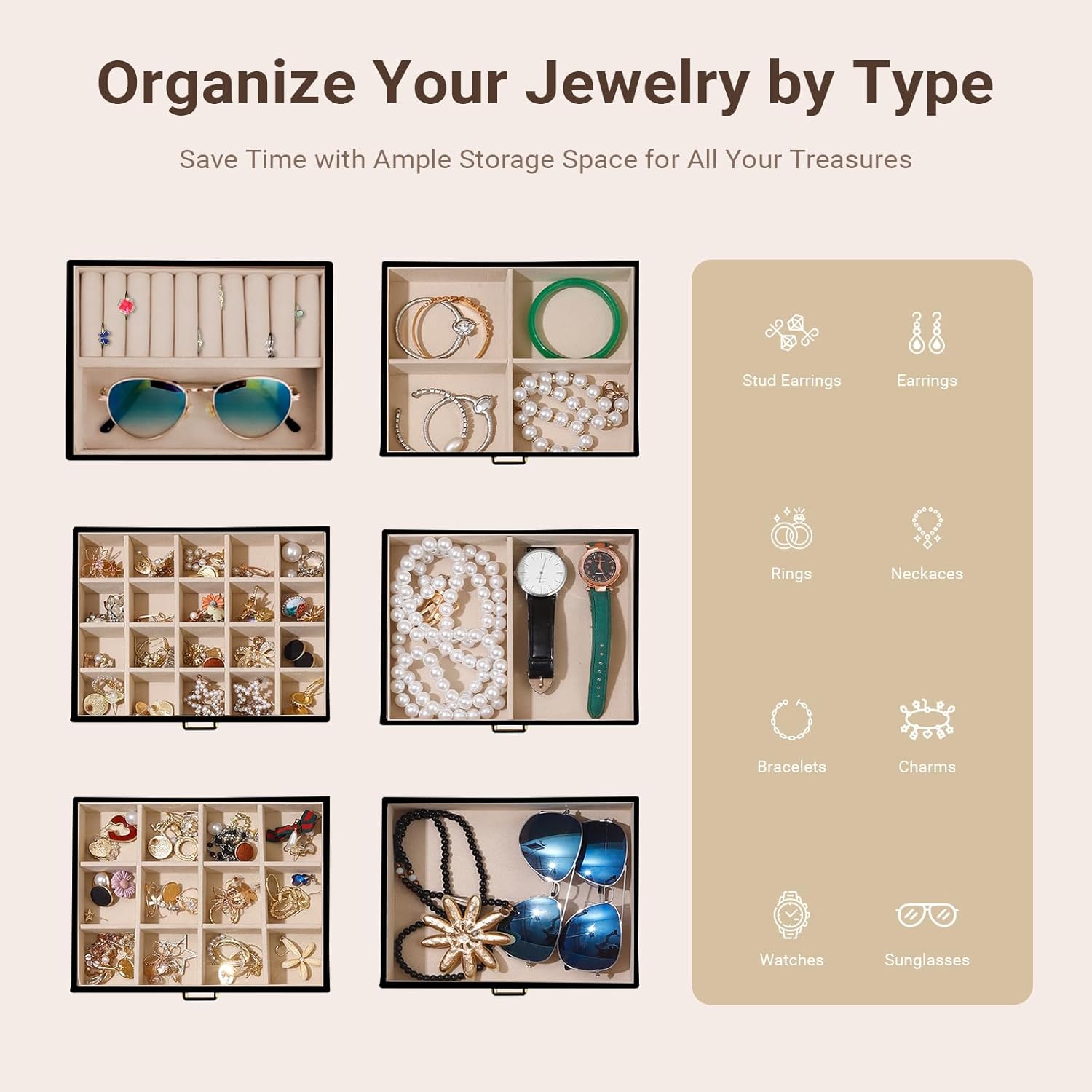 6 - Layer Large Jewelry Box for Women withDrawers, Mirror, Lock, Necklace Hooks & Side Compartments for Rings, Earrings, Bracelets, Gifts (Black) - Fashion > Women's Fashion > Women's Jewellery - Rivercity House & Home Co. (ABN 18 642 972 209) - Affordable Modern Furniture Australia