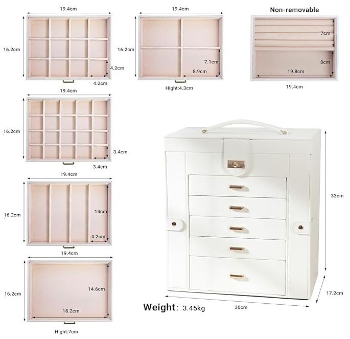 6 - Layer Large Jewelry Box for Women withDrawers, Mirror, Lock, Necklace Hooks & Side Compartments for Rings, Earrings, Bracelets, Gifts (White) - Fashion > Women's Fashion > Women's Jewellery - Rivercity House & Home Co. (ABN 18 642 972 209) - Affordable Modern Furniture Australia