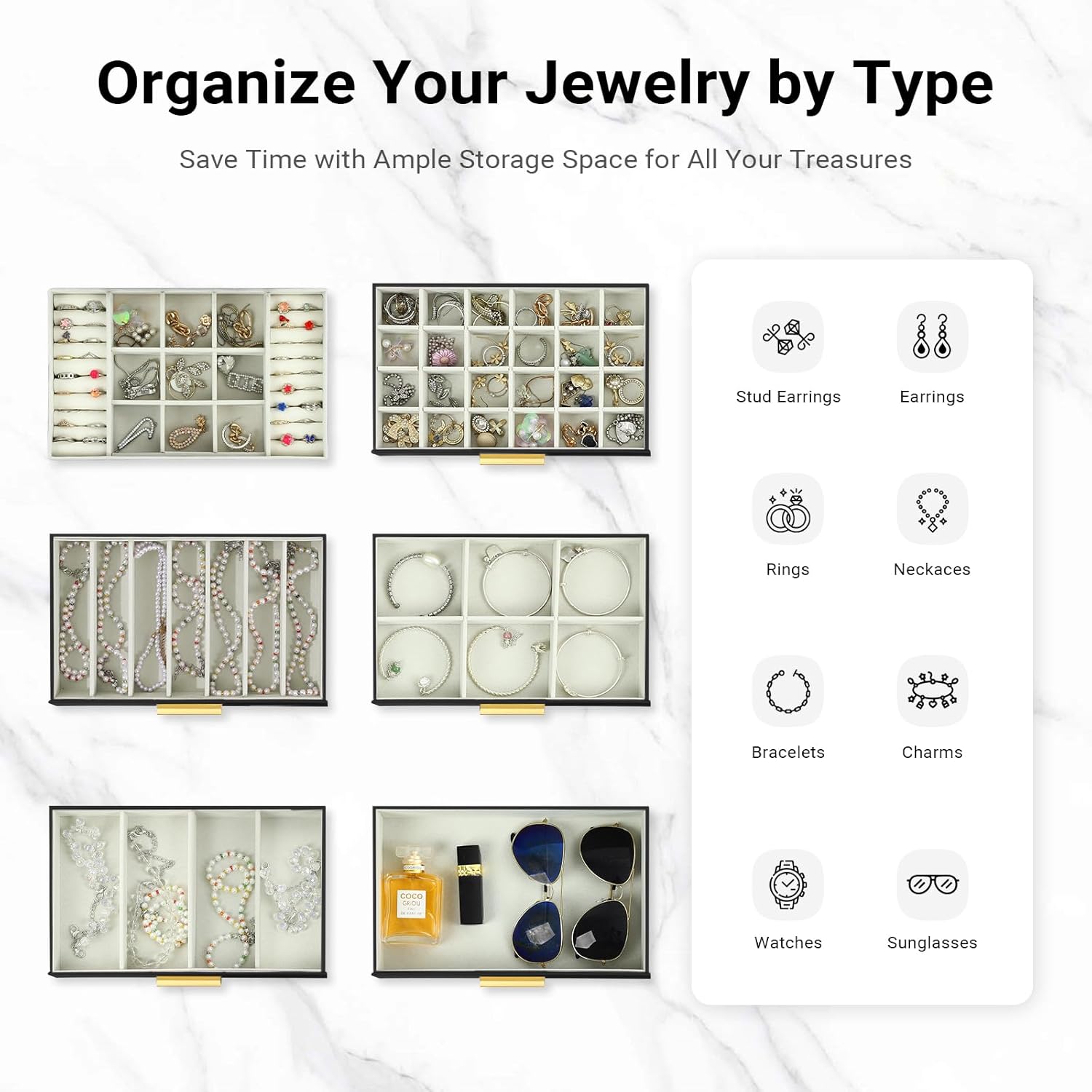 6 - Layer Large Jewelry Organizer Box for Women with Mirror, Drawers, Hooks & Dividers for Rings, Necklaces, Bracelets, Ideal Gift for Women (Black) - Health & Beauty > Cosmetic Storage > Makeup Organisation & Storage - Rivercity House & Home Co. (ABN 18 642 972 209) - Affordable Modern Furniture Australia