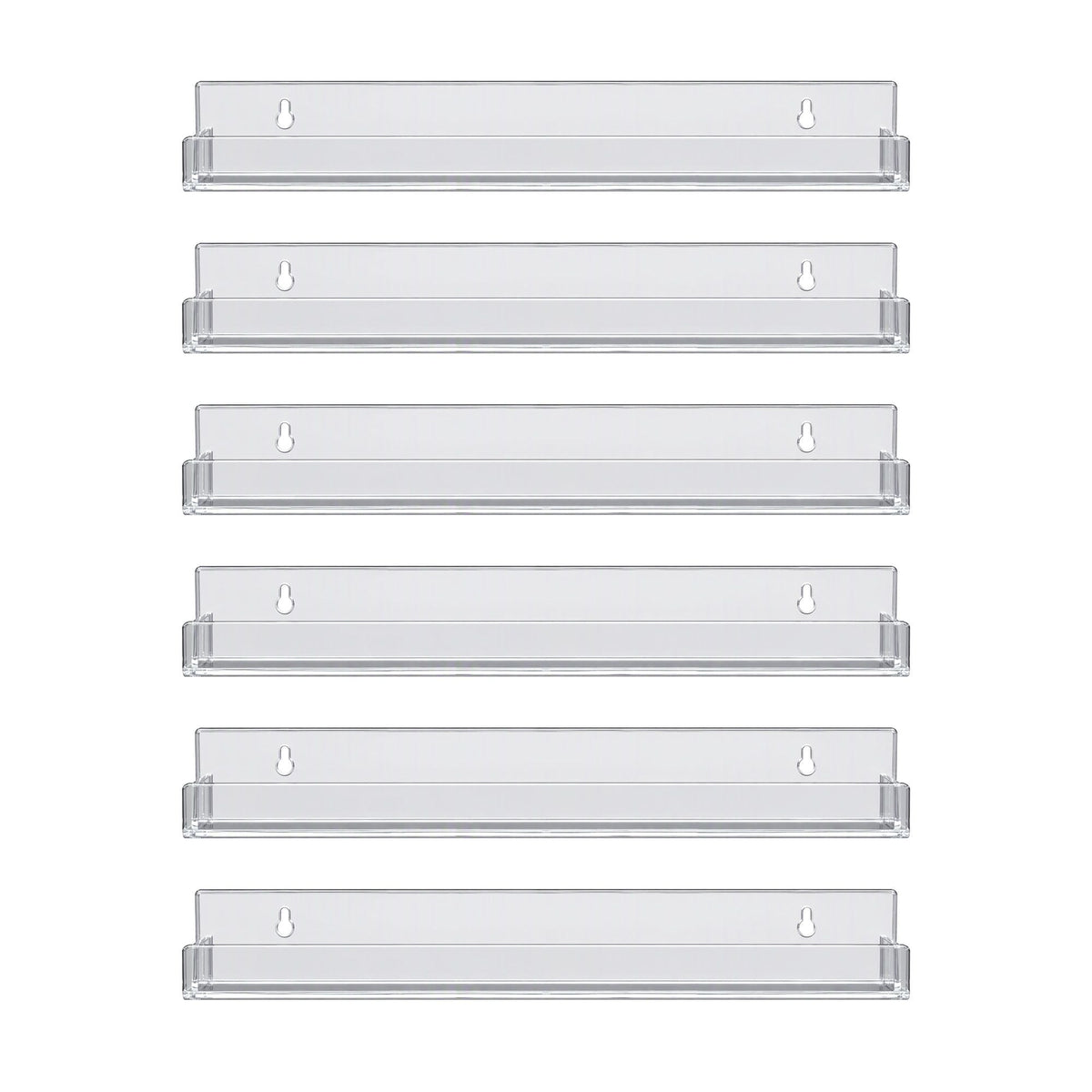6-Pack Acrylic Floating Wall Shelves with Detachable Panels & Front Lip - Clear - Furniture > Living Room > Bookcases & Shelves - Rivercity House & Home Co. (ABN 18 642 972 209) - Affordable Modern Furniture Australia