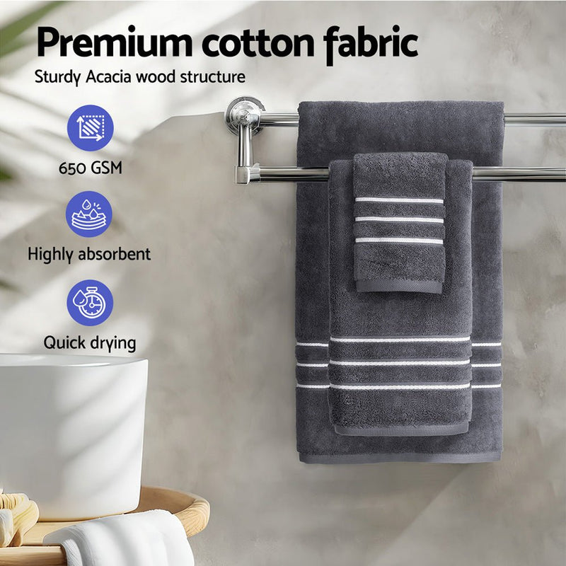 6 Pack Bath Towels Set Cotton Towel Grey - Home & Garden > Home & Garden Others - Rivercity House & Home Co. (ABN 18 642 972 209) - Affordable Modern Furniture Australia