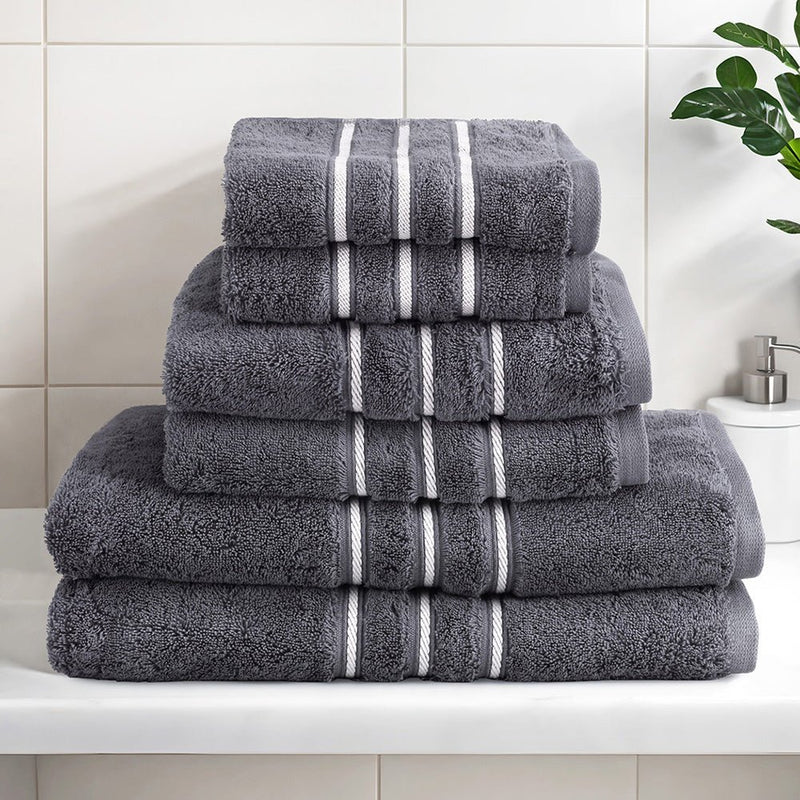 6 Pack Bath Towels Set Cotton Towel Grey - Home & Garden > Home & Garden Others - Rivercity House & Home Co. (ABN 18 642 972 209) - Affordable Modern Furniture Australia