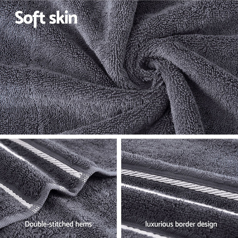 6 Pack Bath Towels Set Cotton Towel Grey - Home & Garden > Home & Garden Others - Rivercity House & Home Co. (ABN 18 642 972 209) - Affordable Modern Furniture Australia