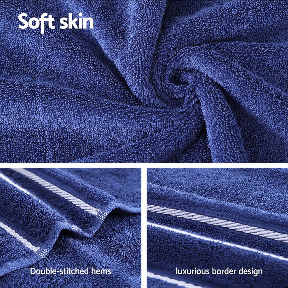 6 Pack Bath Towels Set Cotton Towel Navy - Home & Garden > Home & Garden Others - Rivercity House & Home Co. (ABN 18 642 972 209) - Affordable Modern Furniture Australia