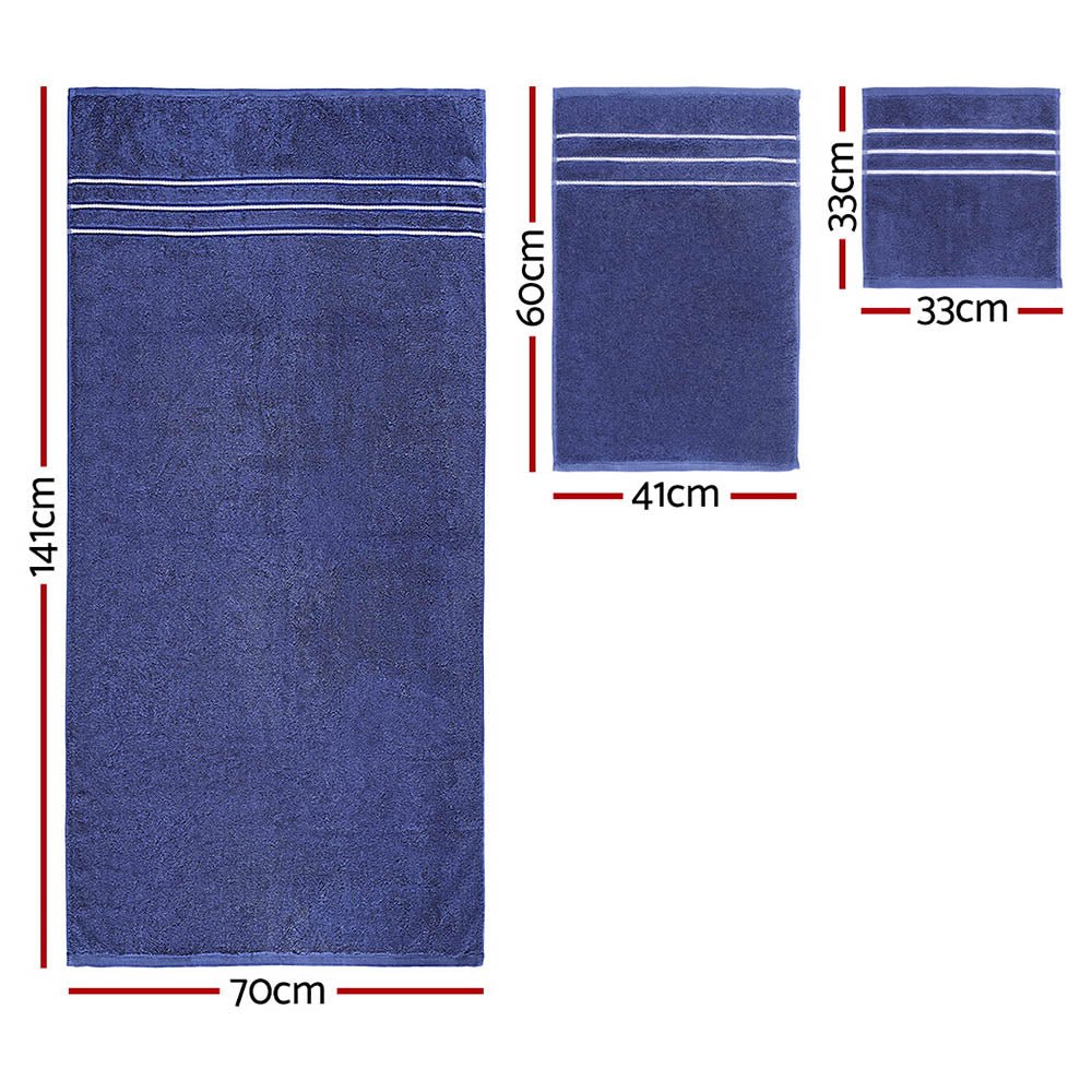 6 Pack Bath Towels Set Cotton Towel Navy - Home & Garden > Home & Garden Others - Rivercity House & Home Co. (ABN 18 642 972 209) - Affordable Modern Furniture Australia