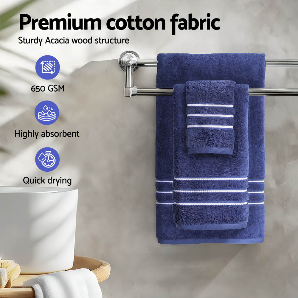 6 Pack Bath Towels Set Cotton Towel Navy - Home & Garden > Home & Garden Others - Rivercity House & Home Co. (ABN 18 642 972 209) - Affordable Modern Furniture Australia