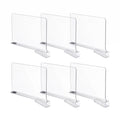 6 Pack Clear Shelf Dividers and Closet Organizers - Clear