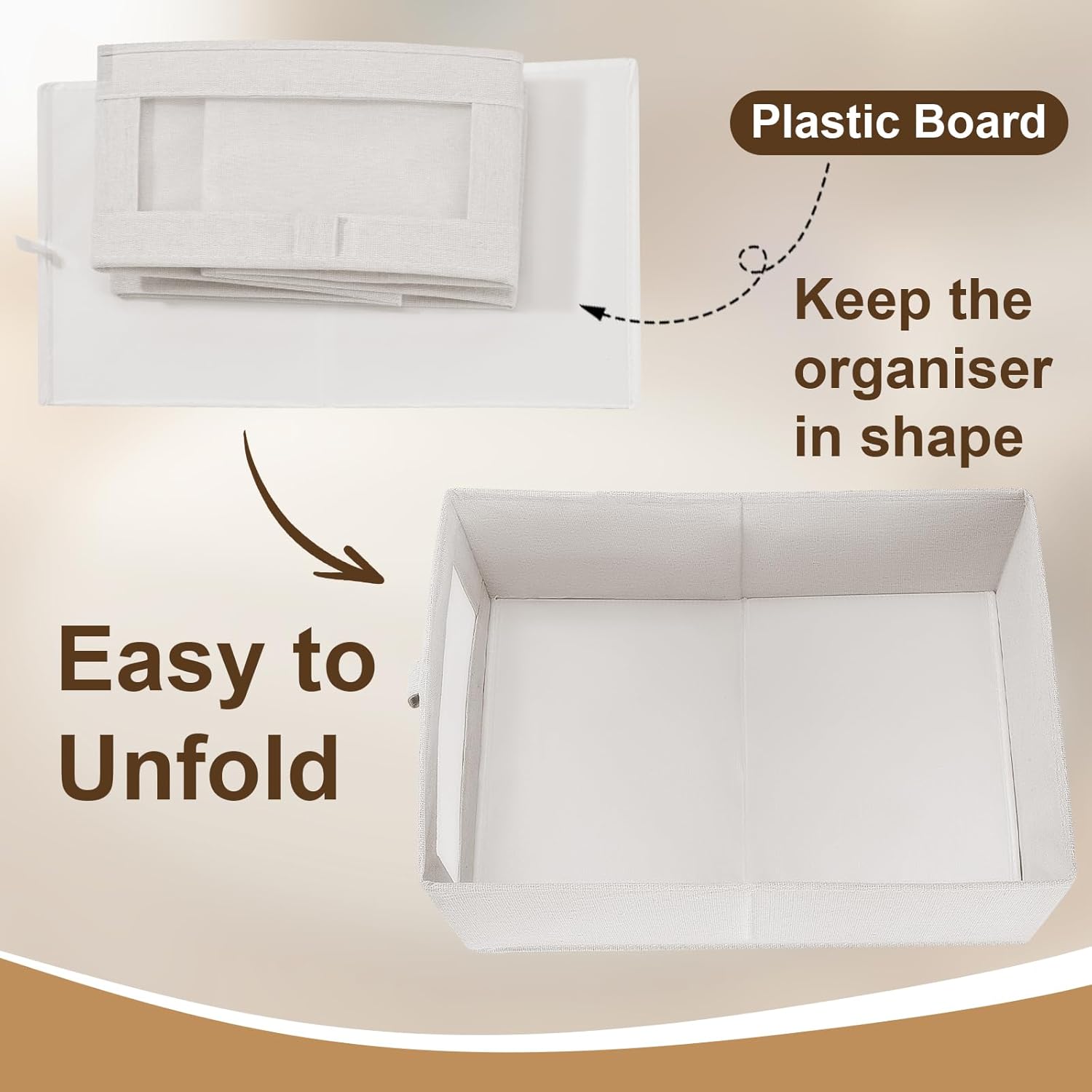 6 Pack Closet Storage Bins with Clear Window for Shelves, Wardrobe & Bedroom Organization - Natural Linen - Home & Garden > Storage > Clothing & Wardrobe Storage - Rivercity House & Home Co. (ABN 18 642 972 209) - Affordable Modern Furniture Australia