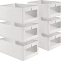 6 Pack Closet Storage Bins with Clear Window for Shelves, Wardrobe & Bedroom Organization - Natural Linen
